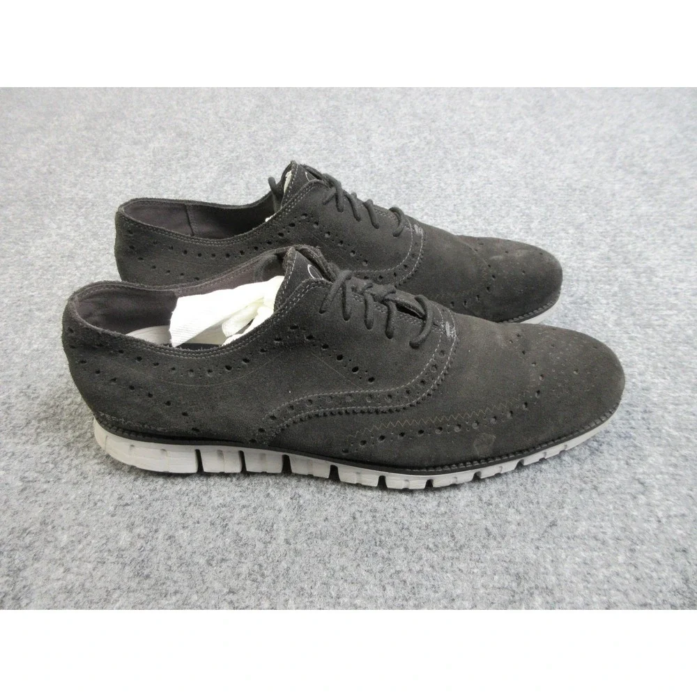 Cole Haan ZeroGrand Shoes Mens Size 13 Gray Suede Wingtip Oxford Casual C30278